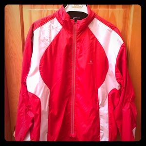 Men’s red and white insport zip up track jacket